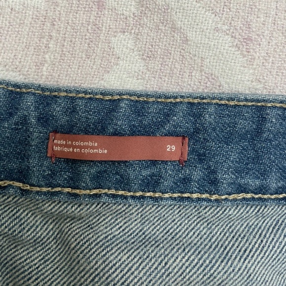 Pilcro Anthropologie Light Wash Wide Leg Classic Denim Straight Jeans Frayed Hem - Picture 10 of 11